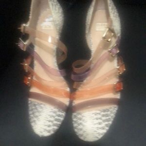 Open toe strip heels